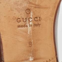 Gucci Brown Leather Brixton Fringe Detail Slip On Loafers Size 43