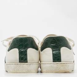 Gucci White Leather Web Detail Ace Low Top Sneakers Size 43