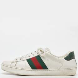 Gucci White Leather Ace Dragon Embroidered Low Top Sneakers Size 43 Gucci TLC