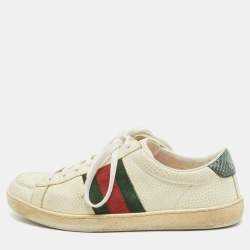 Gucci Cream Grained Leather Ace Sneakers Size 41.5