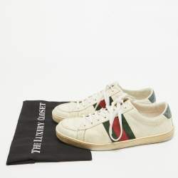 Gucci Cream Grained Leather Ace Sneakers Size 41.5