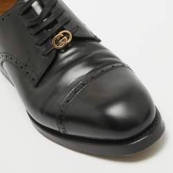 Gucci Black Leather Brogue Lace Up Oxfords Size 44