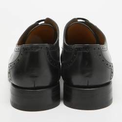 Gucci Black Leather Brogue Lace Up Oxfords Size 44
