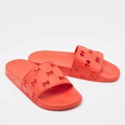 Gucci Red Rubber Flat Slides Size 42 