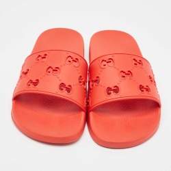 Gucci Red Rubber Flat Slides Size 42 