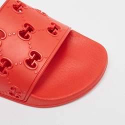Gucci Red Rubber Flat Slides Size 42 