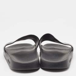 Gucci Black Microguccissima Leather Flat Slides Size 43