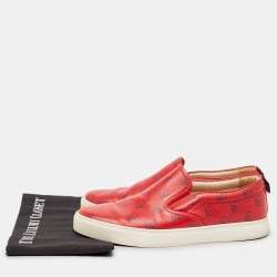 Gucci Red Leather Ghost Slip On Sneakers Size 43.5