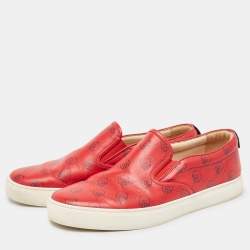 Gucci Red Leather Ghost Slip On Sneakers Size 43.5