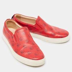 Gucci Red Leather Ghost Slip On Sneakers Size 43.5