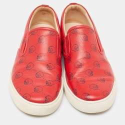 Gucci Red Leather Ghost Slip On Sneakers Size 43.5