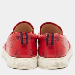 Gucci Red Leather Ghost Slip On Sneakers Size 43.5