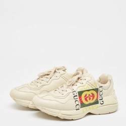 Gucci Cream Leather Vintage Logo Rhyton Sneakers Size 43.5