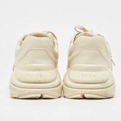 Gucci Cream Leather Vintage Logo Rhyton Sneakers Size 43.5