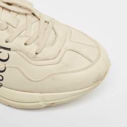 Gucci Cream Leather Vintage Logo Rhyton Sneakers Size 43.5