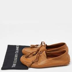 Gucci Brown Leather Bamboo Tassel Loafers Size 43.5 