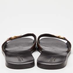 Gucci Brown Leather Horsebit Slides Size 43.5 