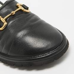 Gucci Black Leather Horsebit Flat Mules Size 42.5