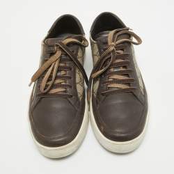 Gucci Beige/Brown GG Supreme Canvas and Leather Low Top Sneakers Size 40.5