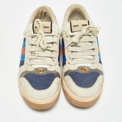 Gucci Multicolor Nubuck Leather and Canvas Screener Sneakers Size 43