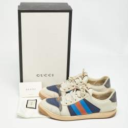 Gucci Multicolor Nubuck Leather and Canvas Screener Sneakers Size 43