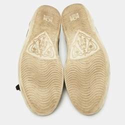 Pre Owned Gucci Black Bee & Star Embroidered Leather Ace Low Top Sneakers Size 42.5