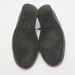 Gucci Black/Grey GG Canvas and Leather Low Top Sneakers Size 41.5