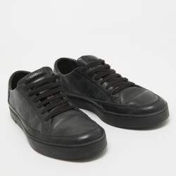 Gucci Black/Grey GG Canvas and Leather Low Top Sneakers Size 41.5