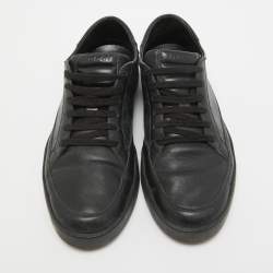 Gucci Black/Grey GG Canvas and Leather Low Top Sneakers Size 41.5