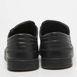 Gucci Black/Grey GG Canvas and Leather Low Top Sneakers Size 41.5