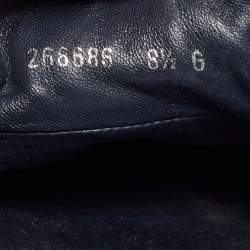 Gucci Navy Blue Leather and Diamante Web Print Nylon High Top Sneakers Size 42.5