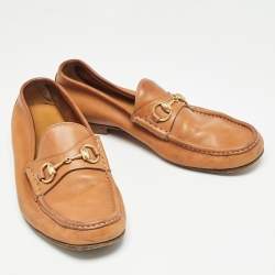 Gucci Tan Leather Horsebit Loafers Size 42