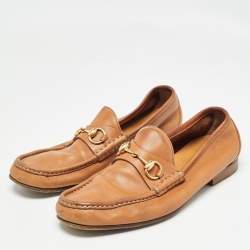 Gucci Tan Leather Horsebit Loafers Size 42