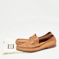 Gucci Tan Leather Horsebit Loafers Size 42