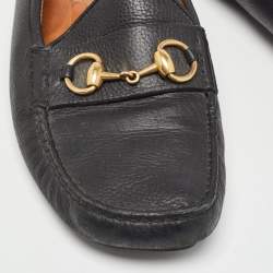 Gucci Black Leather Horsebit Foldable Loafers Size 40.5