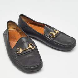 Gucci Black Leather Horsebit Foldable Loafers Size 40.5