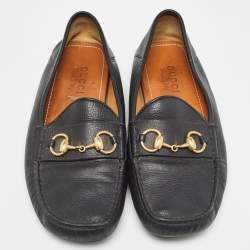 Gucci Black Leather Horsebit Foldable Loafers Size 40.5