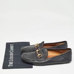 Gucci Black Leather Horsebit Foldable Loafers Size 40.5