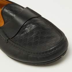 Gucci Black Microguccissima Leather Slip On Loafers Size 43