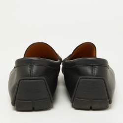 Gucci Black Microguccissima Leather Slip On Loafers Size 43