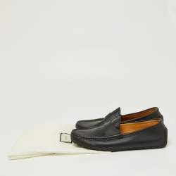 Gucci Black Microguccissima Leather Slip On Loafers Size 43