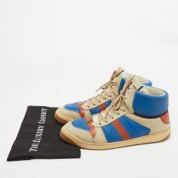 Gucci Multicolor Perforated Leather Screener GG High Top Sneakers Size 44.5