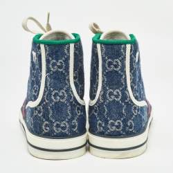 Pre Owned Gucci Blue/Ivory GG Denim Tennis 1977 Sneakers Size 42