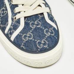 Pre Owned Gucci Blue/Ivory GG Denim Tennis 1977 Sneakers Size 42