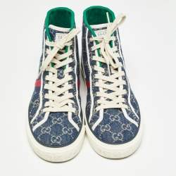 Pre Owned Gucci Blue/Ivory GG Denim Tennis 1977 Sneakers Size 42