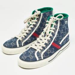 Pre Owned Gucci Blue/Ivory GG Denim Tennis 1977 Sneakers Size 42