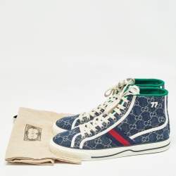 Pre Owned Gucci Blue/Ivory GG Denim Tennis 1977 Sneakers Size 42