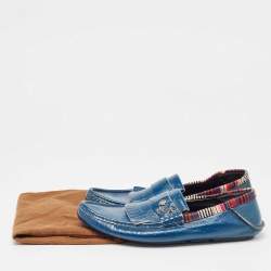 Gucci Blue Patent Slip On Loafers Size 41.5
