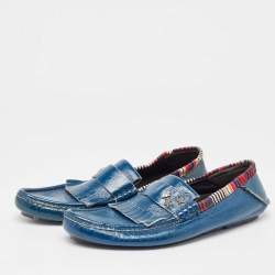 Gucci Blue Patent Slip On Loafers Size 41.5