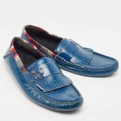 Gucci Blue Patent Slip On Loafers Size 41.5